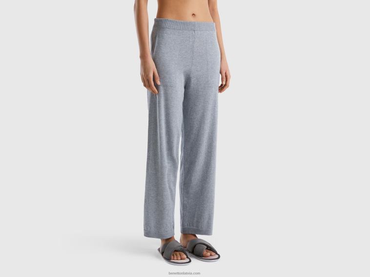 gaiši pelēks 4042V905 sievietes Benetton Kašmira maisījuma bikses