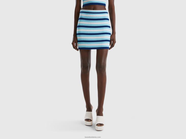 daudzkrāsains 4042V4175 sievietes Benetton svītraini mini svārki